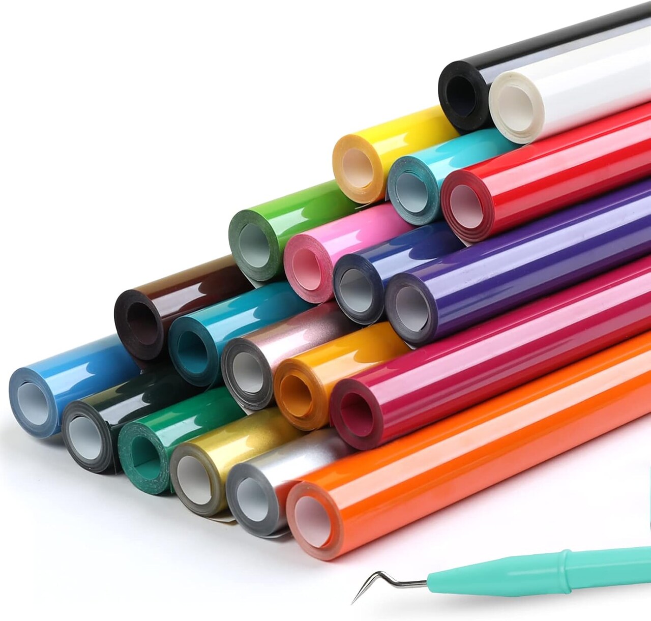 HTV Heat Transfer Vinyl Bundle - 20 Pack 12'' x 3FT Iron on Vinyl-20 (Assorted colors)